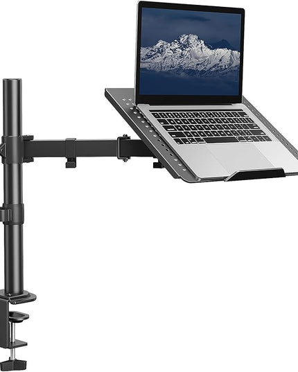 HUANUO Laptop Desk Mount - 17' to 32' Monitor Arm, Ventilated Tray, Fully Adjustable with Tilt, Swivel & Rotation, Holds up to 22 lbs
