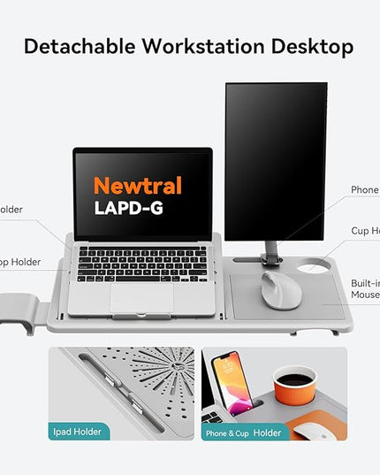 Newtral Ergonomic Mesh Office Chair with Footrest,Laptop Desk, Adaptive Lumbar Support, High Back Desk Computer Chair with Soft 4D Armrest,Adjustable Headrest,136°Tilt Function for Home & Office