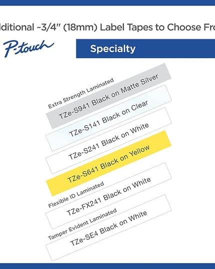 Brother P-touch Genuine TZe-FX241, ~3/4" (0.7") Black on White Flexible Cable/Wire Laminated Tape –26.2 ft(8m) (TZEFX241)