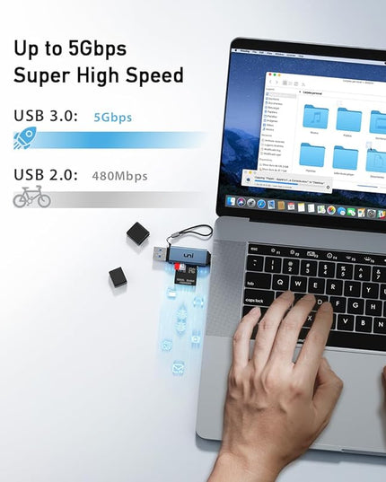 SD Card Reader, uni High-Speed USB C to Micro SD Card Adapter USB 3.0 Dual Slots, Memory Card Reader for SD/Micro SD/SDHC/SDXC/MMC, Compatible with MacBook Pro/Air, Chromebook, Android Galaxy