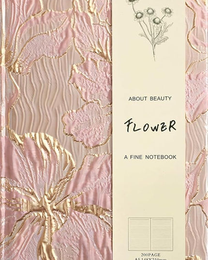 Floral Journal for women, Hardcover Notebook, A5, 6x8, Ruled Pages, Lay Flat, Pretty Journal, Lily Flower, Pink, can be Reading Journal, Writing Notebook, Self Love Journal, Personal Journal