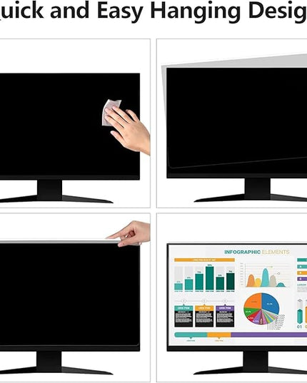 Hanging Computer Privacy Screen Protector Shield Compatible for 26/27 Inch Widescreen Desktop Monitor -Anti Glare & Blue Light Filter-Hanging Design for Easy On/Off