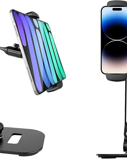 Tablet Stand Universal Holder for 4.9" - 12.9" Devices, 360° Rotating Security Stand for iPad, iPad Air, Samsung, Height Adjustable Foldable Table Top(Black)