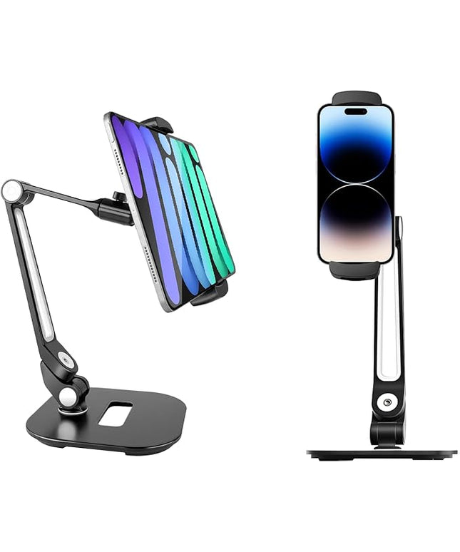 Tablet Stand Universal Holder for 4.9" - 12.9" Devices, 360° Rotating Security Stand for iPad, iPad Air, Samsung, Height Adjustable Foldable Table Top(Black)