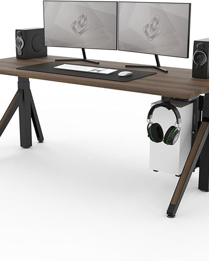 DEZCTOP Revon Elite Electric Standing Desk, 71" x 31.5" Large Work Surface, Height Adjustable (25.6"-51.2"), Sturdy Keel Frame, with Magnetic Modular System, Anti-Collision, Walnut for Home Office