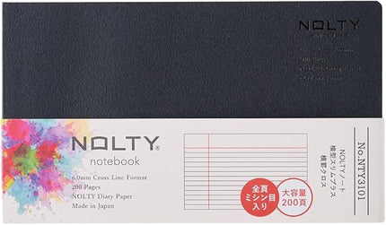 NOLTY NOTE Horizontal Slim Plus Cross Line, 6mm Ruled, 200 Pages, Black, NTY3101