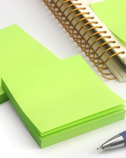 Sticky Notes 3x3 Self-Stick Notes Pads with 6 Bright Colors, Easy to Post for Office, School, Home, 6 Pads/Pack, 100 Sheets/Pad(Green)