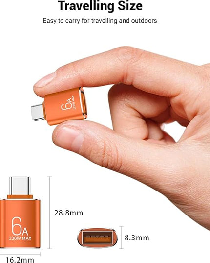 Pastall 10 Pack 10Gbps/120W USB C to USB3.1 Adapter, Orange Type C Male to USB Female Adapter for Smartphone, PC, Laptop, Tablet, Keyboard etc.