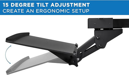 Mount-It! Under Desk Computer Keyboard and Mouse Tray, Full Motion Slide Out Keyboard Tray with Tilt, Swivel and Height Adjustment, Ergonomic Keyboard Drawer with Gel Wrist Pad, Black
