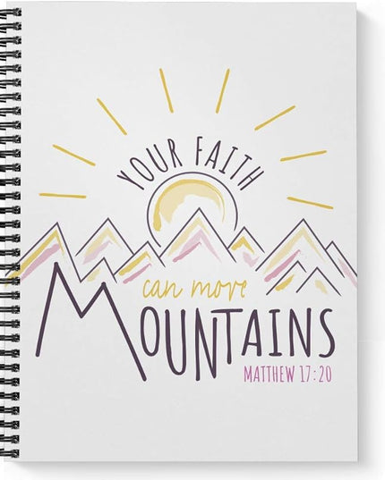 Gotcha Covered Notebooks Softcover Faith Moves Mountains 8.5" x 11" Religious Spiral Notebook/Journal, 120 College Ruled Pages, Durable Gloss Laminated Cover, Black Wire-o Spiral. Made in the USA