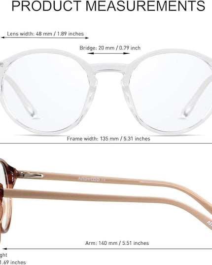 ANDWOOD Blue Light Blocking Glasses Women Men Computer Small Face Clear Bluelight Blocker Eyeglasses Frame
