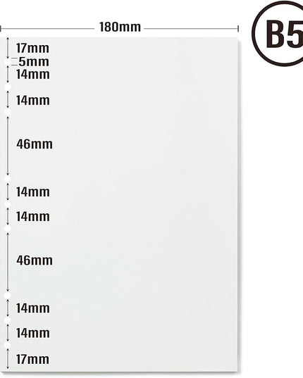 90 Sheets Blank Planner Refill Paper, 255x180mm, 9 Holes Inserts Papers B5 Loose Leaf Notebook Thick Sketch Paper for Drawing & Writing