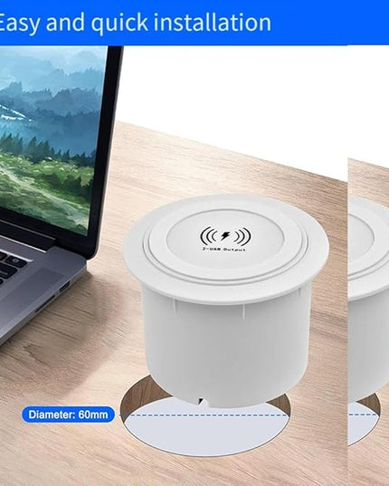 3-in-1 Fast Wireless Charging Station with 10W Output,Pop-Up Desktop USB Socket for Smartphone Smartwatch and Earbuds,Compact ABS Build for Bedside Table or Office Desk Organization(White)