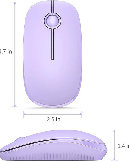 VssoPlor Wireless Mouse, 2.4G Slim Portable Computer Laptop Mouse with Nano Receiver Quiet Silent Optical Mice for Notebook, PC, Laptop, Computer-Light Purple