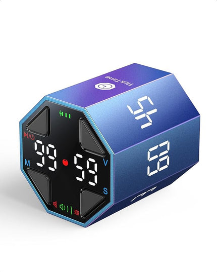 Pomodoro Timer Cube, Custom Pomodoro, Pause & Resume, Silent, Vibrate & Adjustable Sound Alert, for ADHD, Task, Work, Study, 3/5/10/15/30/45/60min & Custom Countdown, Blue