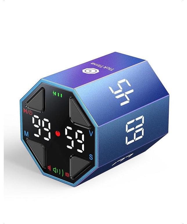 Pomodoro Timer Cube, Custom Pomodoro, Pause & Resume, Silent, Vibrate & Adjustable Sound Alert, for ADHD, Task, Work, Study, 3/5/10/15/30/45/60min & Custom Countdown, Blue