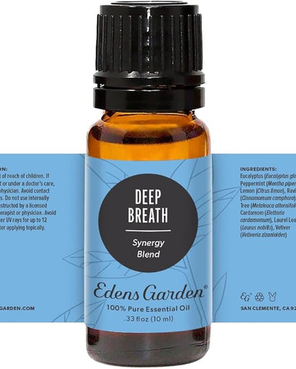Edens Garden Deep Breath Essential Oil Blend- 100% Pure Premium Grade, Undiluted, Natural, Therapeutic, Aromatherapy, The Best for Diffusing, Skin, Humidifiers, Candle 10 ml (.33 fl oz)