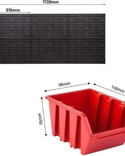 96Pcs Wall Mounted Board Tool Organizer Set Garage Storage Rack Durability Hanging Storage Bins for Hardware Parts Home Store