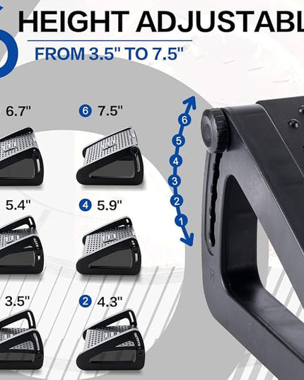 Foot Rest for Under Desk at Work - Six Heights Adjustable Under Desk Footrest - Ergonomic Foot Stools for Under Office Desks - Desks Foot Rest with Massage Rollers - Leg Rest for Chair (Black)