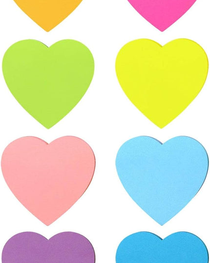 SIMONA Heart Shape Sticky Notes 8 Color Bright Colorful Sticky Pad 75 Sheets/Pad Self-Sticky Note Pads