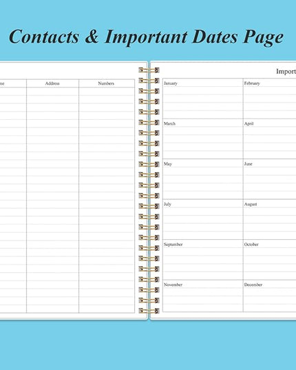 Daily Planner Undated - B5 To Do List Notebook Hourly Schedules, Spiral Appointment Planner for Women and Men, PVC Hardcover, Inner Pocket, Elastic Closure, 7" x 10", Blue Watercolor