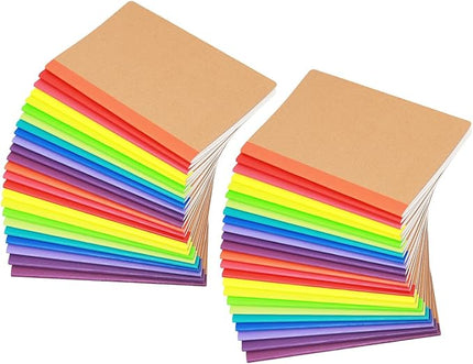 A5 Notebook Bulk, 48 pack Kraft Cover College ruled Travel Journals with Pastel Color Spine for Students Office, 60 Lined Pages, 8.3”x 5.5”
