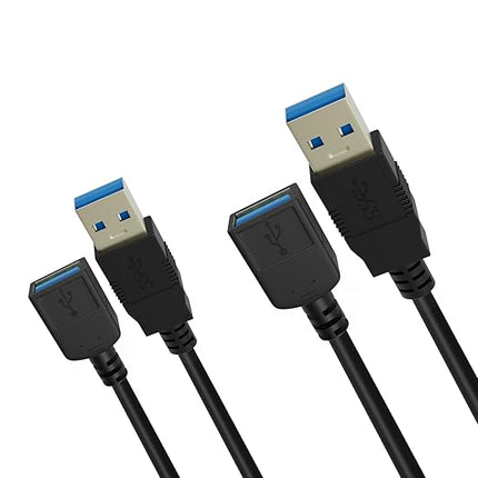 2 Pack 5ft USB 3.0 Extension Cable, USB Male to Female Extension Cord, 5Gbps Data Transfer Charging Extension USB Cable for Keyboard, Mouse, Xbox, Flash Drive, Printer, Game Console, and More