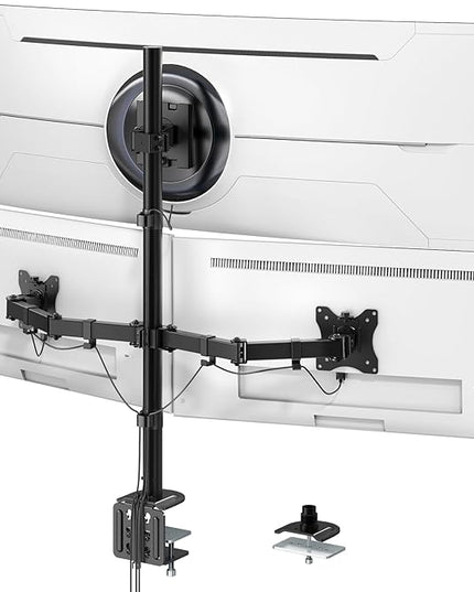PUTORSEN Triple Monitor Mount for Up to 49" Ultrawide and 32" Monitors per Side Arm, Extra Tall 3 Monitor Desk Mount Holds up to 44 lbs, VESA 75/100 mm