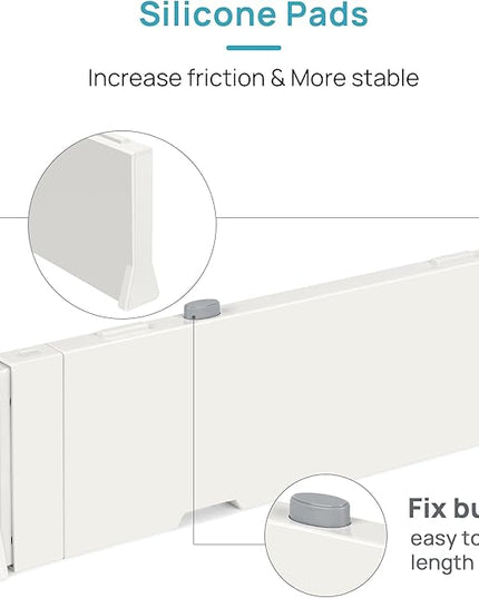 Vtopmart 4 Pack Drawer Dividers for Clothes, 4" High 11.3"-17" Adjustable Expandable Dresser Drawer Organizer, Plastic Drawers Separators for Dresser, Baby Clothes, Underwear, Kitchen & Office Storage