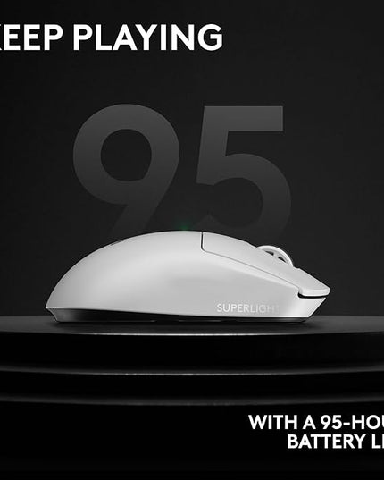 Logitech G PRO X Superlight 2 Wireless Gaming Mouse, 60g Pro-Grade with 5 Programmable Buttons, 44k DPI Sensor, 8kHz Report Rate, USB-C Charging for PC/Mac - White
