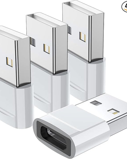 USB C Female to USB Male Adapter (4-Pack),Type C to USB A Charger Cable Adapter for iPhone 11 12 13 14 15 Pro Max,Samsung Galaxy S24 S23 S22 Ultra,Google Pixel 7 5 3,Apple iWatch Watch Series 7 8 SE