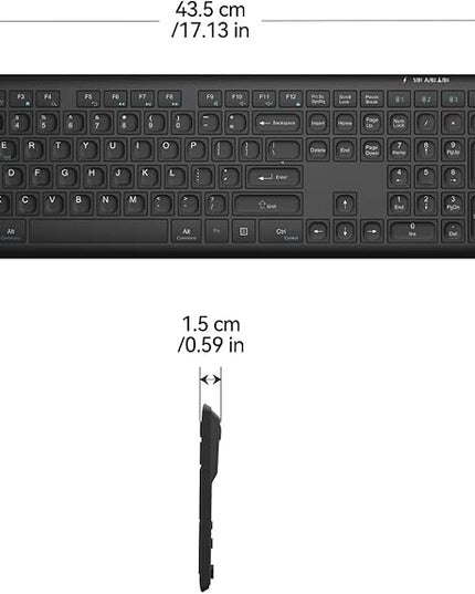 TECKNET Bluetooth Keyboard Rechargeable, 4-Device (2.4G+BT) Wireless Keyboard, Full Size Computer Keyboard with Stand, Ultra-Slim Quiet Typing, for PC/Laptop/Smart TV/Phone/Tablet, 12 Hotkeys