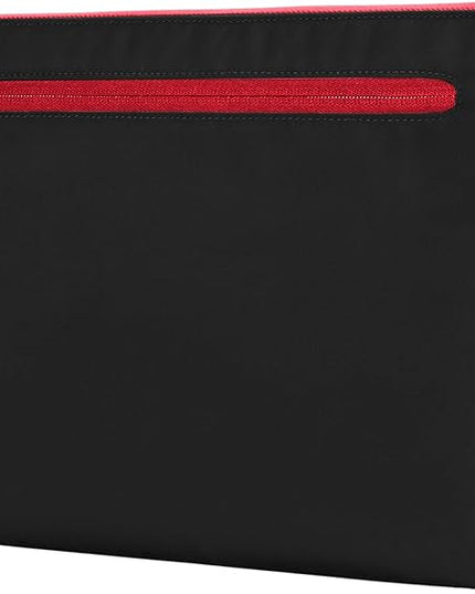 Incase Compact Laptop Sleeve with Flight Nylon - 14-inch MacBook/Laptop & iPad/Tablet Sleeve - Faux Fur Lining, Lightweight, Durable, Weather Resistant, Slip Pocket for Accessories - Black/Signal Red