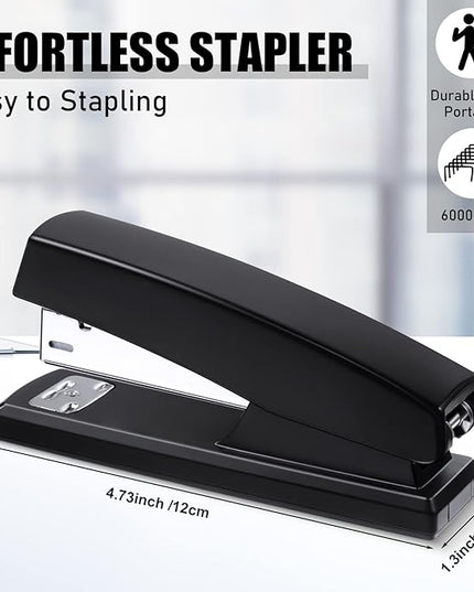 6 Pcs Tape Dispenser Staplers for Desk with Staples and White Tapes 25 Sheet Capacity School Office Stapler