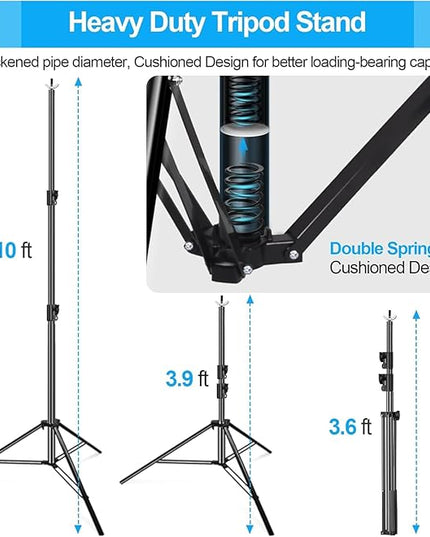 EMART Heavy Duty Backdrop Stand, 10 x 10ft Adjustable Photo Background Support System Kit with Carry Bag for Photography