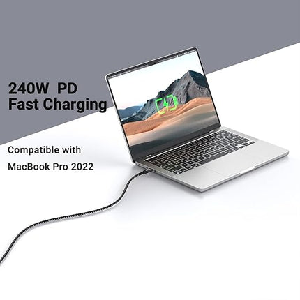 USB 4 Cable(6.6FT, 2packs) Compatible with Thunderbolt 4/3 40Gbps High Speed Type C to USB C Cable Supports 240W Fast Charing and 8K@60Hz Display for iPhone 16/15 MacBook, iPad