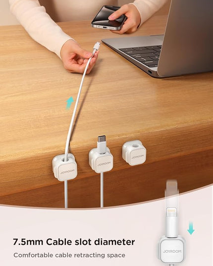 6 Pack Magnetic Cord Holder, Cord Organizer Cable Clip for Desk Management, JOYROOM Smooth Adjustable Cable Clip, Wire Holder Keeper Organizer for Home Office Desk Phone Car Wall Desktop Nightstand