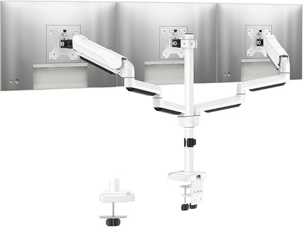 MOUNTUP Triple Monitor Stand Mount - 3 Monitors Desk Mount for Computer Screens Up to 27 inch, Triple Monitor Arm, Heavy Duty Monitors Stand, Each Arm Holds 4.4-19.8 lbs, White