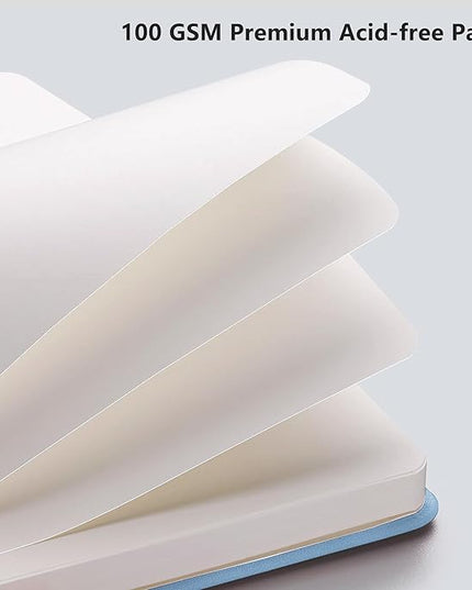 RETTACY Blank Journal Notebook, 192 Pages, A5 Medium Size (5.7'' x 8.3''), Leather Hardcover, 100 GSM Thick Paper, for Sketching, Drawing, Painting (Light Blue)