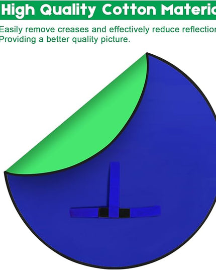 Portable Blue Green Screen Chair, 57 in Greenscreen Backdrop with Stand Double Sided Foldable Green Background, Chroma Key, for Photography Streaming Gaming Photo Zoom Video Chats and Meeting