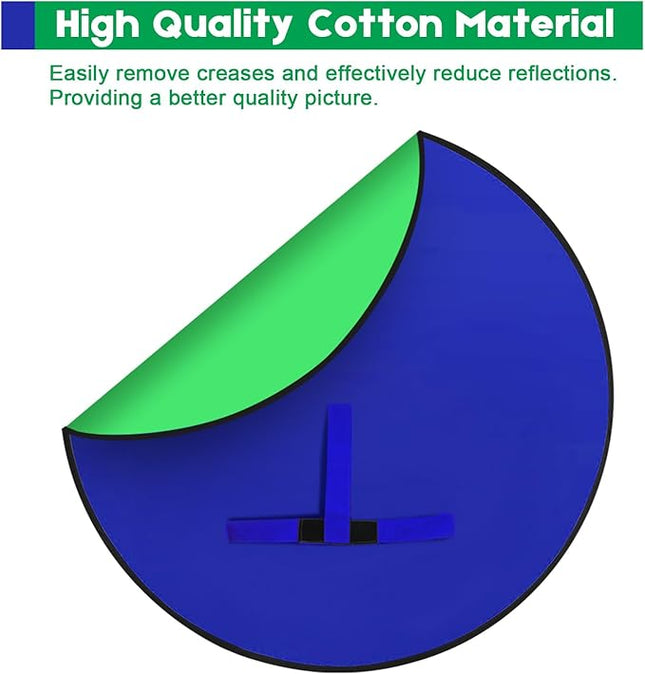 Portable Blue Green Screen Chair, 57 in Greenscreen Backdrop with Stand Double Sided Foldable Green Background, Chroma Key, for Photography Streaming Gaming Photo Zoom Video Chats and Meeting
