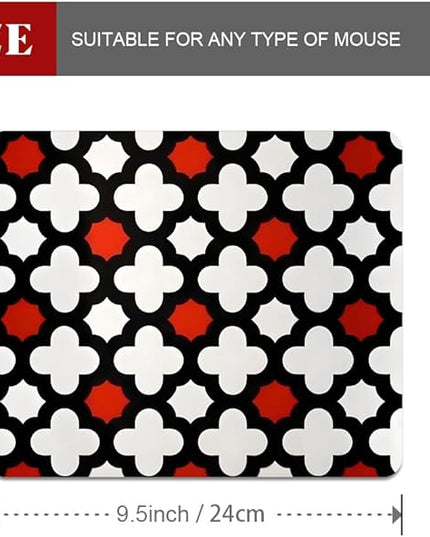 Red Lattice Tile High Contrast Square Mouse pad, Texture, Waterproof, Anti Slip Rubber Base, Computer Mouse pad, Laptop Mouse pad
