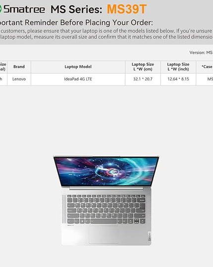 Smatree MS39T Hard EVA Protective Sleeve Case with Stand Compatible for 14 inch Lenovo IdeaPad 4G LTE Laptop, Slim and Anti-Shock Case Notebook Bag