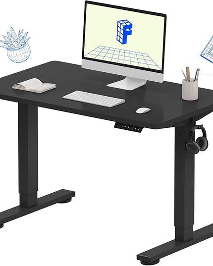 FLEXISPOT EN1 One-Piece Standing Desk, 40"x24" Seamless Desktop Electric Height Adjustable for Home Office, Study Rooms & Multi-Device Workstations, Black