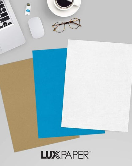 LUXPaper 8.5" x 11" Linen Paper | Letter Size | White Linen | 24lb. Paper Weight (60lb. Text) | 50 Qty