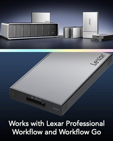 Lexar Professional Workflow CFexpress 4.0 Type A Card Reader, Pairs with Lexar Professional Workflow, USB-C to USB-A Adapter, Compatible with PC, Laptop, Tablet, Smartphone (LPWF730N-5ANGL)