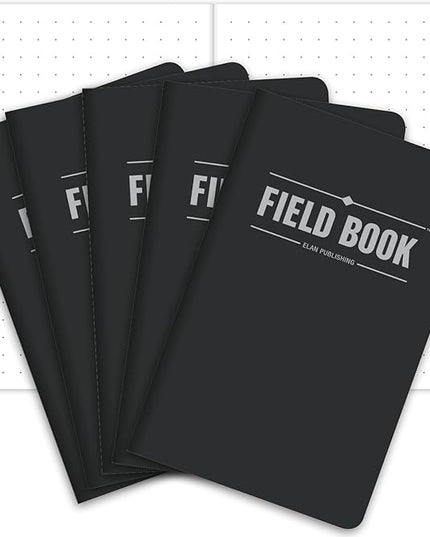 Elan Publishing Company Field Notebook/Pocket Journal - 3.5"x5.5" - Black - Dot Graph Memo Book - Pack of 5