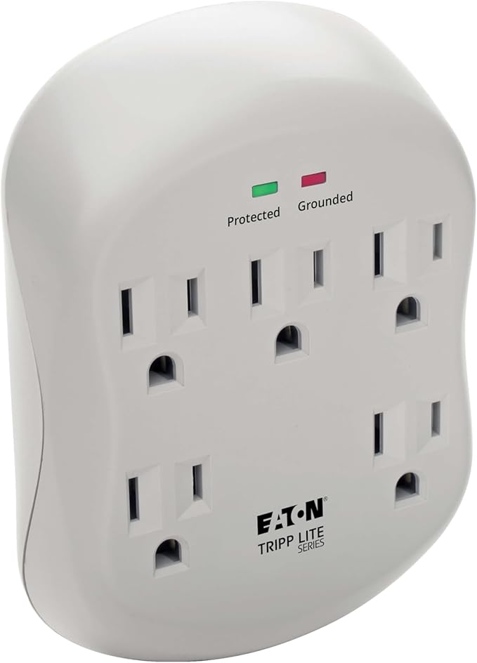 Eaton Tripp Lite SK5TEL-0 Multi-Plug Wall Outlet Extender Surge Protector Plug, 5 Outlets, 1080 Joules, Diagnostic LEDs, Phone (RJ11) Protection, Lifetime Manufacturer's Warranty & $15,000 Insurance