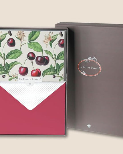Cerise Designer Cards by Graphique Luxe Collection, Silver Foil Embossed Stationary Boxed Set, 10 Blank Cards with 11 Envelopes, All Occasion Greetings, 5.25" x 3.8"