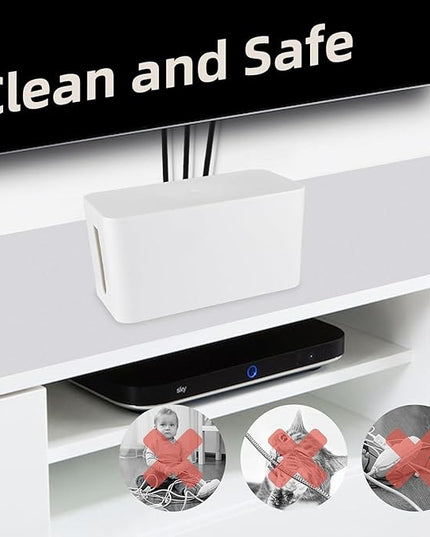 YaeCCC Cable Management Organizer Box Power Strips Hider Power Cords Hider for Desk, TV, Computer, USB Hub,Cords (Set of Three) White